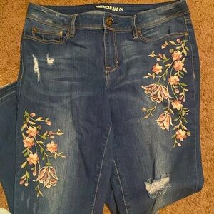 American Rag Floral Embroidered Jeans